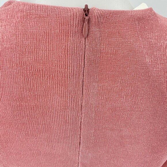 NWOT, Vintage Pink Draped Long-Sleeve Midi Dress By Spoken, L - Picture 9 of 12